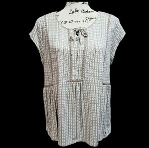 Tommy Hilfiger Printed Short Sleeve Top W/ Tie Detail